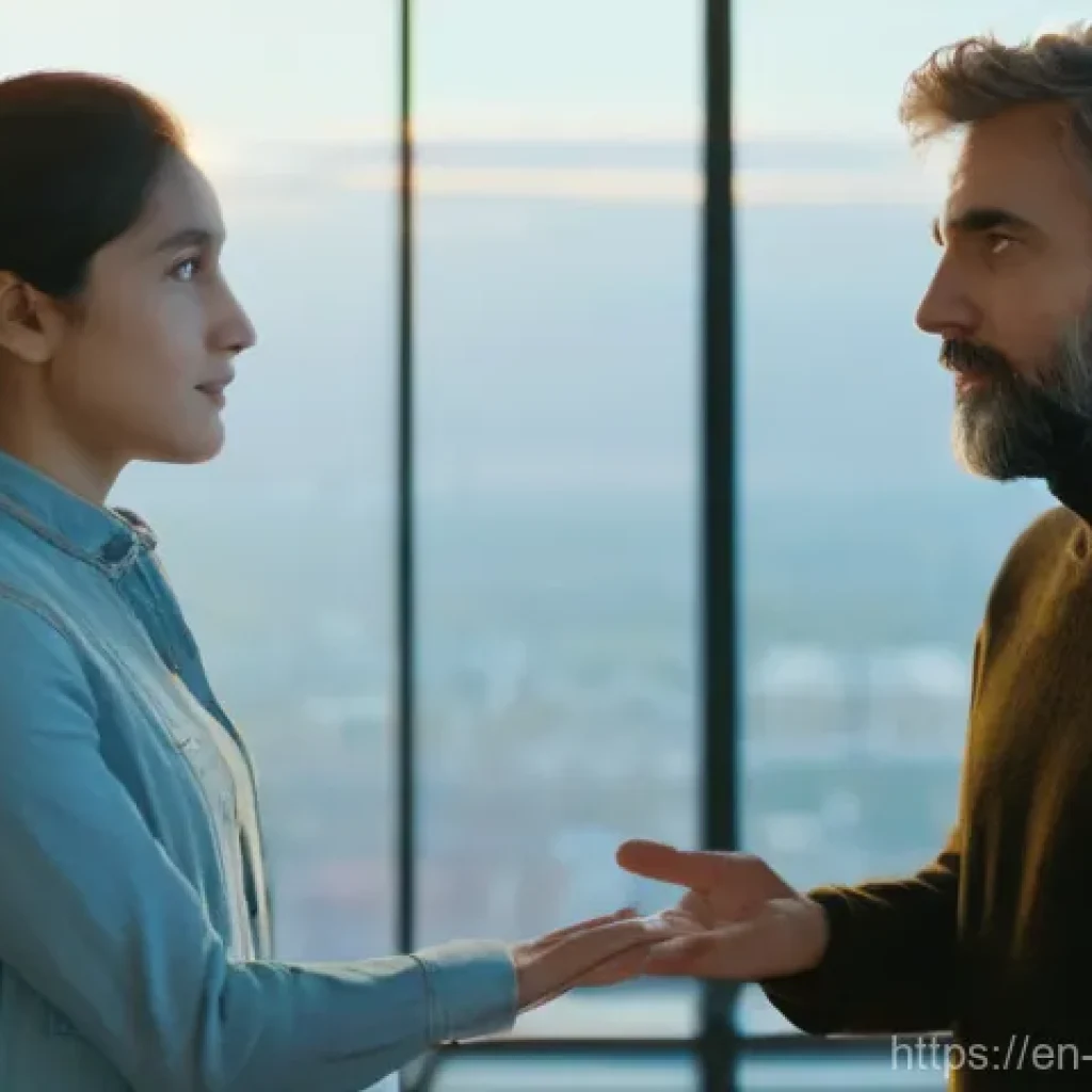 비폭력 커뮤니케이션 교육 프로그램 - **Transforming Disagreement into Understanding:**
"A photorealistic depiction of two adults, gen...