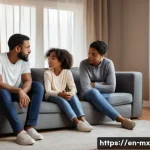 Home 21 비폭력 커뮤니케이션을 통한 가족 관계 개선 - **Prompt:** A diverse family of four (mother, father, teenage son, and young daughter around 8 years...