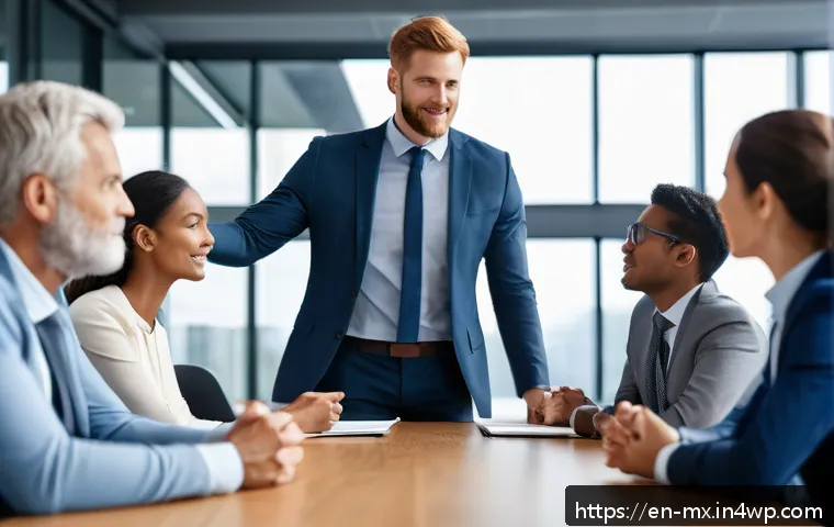 비폭력 커뮤니케이션의 성공적인 적용 사례 - A diverse group of professional colleagues in a modern office setting engaged in a calm, empathetic ...